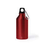 Kleine Flasche aus recyceltem Aluminium mit Karabiner, 400 ml farbe rot erste Ansicht