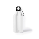 Kleine Flasche aus recyceltem Aluminium mit Karabiner, 400 ml farbe weiß erste Ansicht