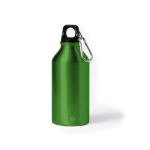 Kleine Flasche aus recyceltem Aluminium mit Karabiner, 400 ml farbe grün erste Ansicht