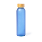 Glasflasche mit gefrosteter Oberfläche und Bambusdeckel, 500ml farbe blau erste Ansicht
