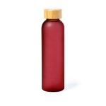 Glasflasche mit gefrosteter Oberfläche und Bambusdeckel, 500ml farbe rot erste Ansicht