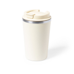 Doppelwandiger Thermobecher To Go aus Edelstahl mit Logo, 350ml farbe beige erste Ansicht