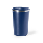Doppelwandiger Thermobecher To Go aus Edelstahl mit Logo, 350ml farbe marineblau erste Ansicht