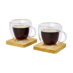 Set mit 2 Espressogläsern mit Bambusuntersetzern, 100ml farbe transparent zweite Ansicht