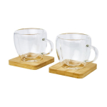 Set mit 2 Espressogläsern mit Bambusuntersetzern, 100ml farbe transparent vierte Ansicht
