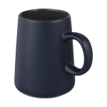 Krugförmige Keramiktasse, außen matt und innen glänzend, 450 ml farbe marineblau