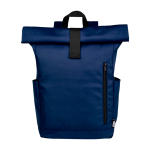 Wasserdichter Roll-Top-Rucksack für Laptop mit Logo, 15,6” farbe marineblau
