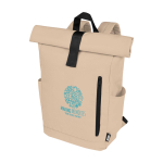 Wasserdichter Roll-Top-Rucksack für Laptop mit Logo, 15,6” Ansicht mit Transferdruck