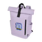 Wasserdichter Roll-Top-Rucksack für Laptop mit Logo, 15,6” Ansicht mit Transferdruck