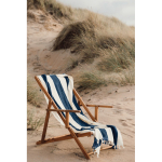 Gestreiftes Strandtuch aus Baumwolle mit kurzen Fransen, 80 x 180 cm farbe marineblau Lifestyle-Bild