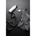 Sporthandtuch aus Mikrofaser mit Logo bedrucken, 40 x 80 cm farbe grau Lifestyle-Bild 2