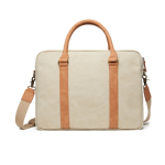 Vielseitige recycelte Laptoptasche mit Griffen und Tragegurt, 16 farbe beige dritte Ansicht