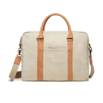 Vielseitige recycelte Laptoptasche mit Griffen und Tragegurt, 16 farbe beige