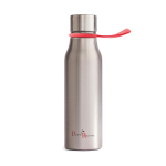 Leichte Edelstahlflasche mit Farbband lasergravieren lassen, 550 ml farbe rot Ansicht mit Logo