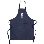 Kochschürze aus recycelter Baumwolle und Polyester mit Tasche farbe marineblau Ansicht mit Druckbereich