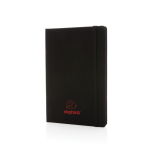 Nachhaltiges Notizbuch A5 mit Linien aus recycelten Materialien farbe schwarz Ansicht mit Logo