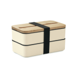 2-stöckige Brotbox aus recyceltem PP mit Trennwand und Besteck, 2x400 ml