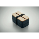 2-stöckige Brotbox aus recyceltem PP mit Trennwand und Besteck, 2x400 ml