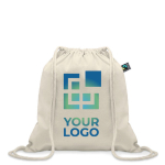 Bedruckbarer Rucksacktasche aus Baumwolle, Tragkraft: 9 kg, 180 g/m² farbe beige Ansicht mit Druckbereich