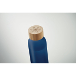 Glasflasche mit gefrosteter Oberfläche und Bambusdeckel, 500 ml farbe blau-transparent