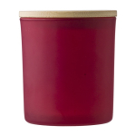 Pflanzenkerze im farbigen Glas mit Bambusdeckel als Werbegeschenk farbe bordeaux erste Ansicht