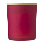 Kerze im farbigen Glas mit Bambusdeckel, verschiedene Düfte farbe bordeaux erste Ansicht