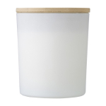 Kerze im farbigen Glas mit Bambusdeckel, verschiedene Düfte farbe weiß erste Ansicht