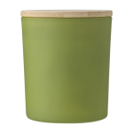 Kerze im farbigen Glas mit Bambusdeckel, verschiedene Düfte farbe grün erste Ansicht