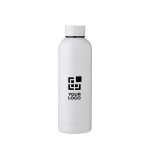 Thermoflasche aus recyceltem Stahl bedrucken mit mattem Finish, 500 ml farbe weiß Ansicht mit Druckbereich