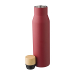 Auslaufsichere Thermoflasche aus Edelstahl für Werbeaktion, 500ml farbe bordeaux dritte Ansicht
