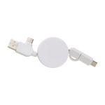 Mehrfachladekabel mit Mikro-USB, Typ C und doppelseitigem Stecker farbe weiß dritte Ansicht