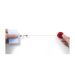 Badgehalter mit ausziehbarem Clip für Namensschilder für Messen farbe rot zweite Ansicht