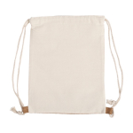 Zuziehbeutel aus Baumwolle mit Korkdetail, 160 g/m2 Corizza farbe beige erste Ansicht