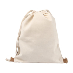 Zuziehbeutel aus Baumwolle mit Korkdetail, 160 g/m2 Corizza farbe beige vierte Ansicht