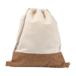 Zuziehbeutel aus Baumwolle mit Korkdetail, 160 g/m2 Corizza farbe beige fünfte Ansicht