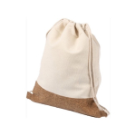 Zuziehbeutel aus Baumwolle mit Korkdetail, 160 g/m2 Corizza farbe beige siebte Ansicht