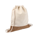 Zuziehbeutel aus Baumwolle mit Korkdetail, 160 g/m2 Corizza farbe beige achte Ansicht