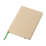 A5-Notizbuch aus Recyclingpapier mit Karton-Cover mit Logo bedrucken farbe hellgrün dritte Ansicht