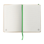 A5-Notizbuch aus Recyclingpapier mit Karton-Cover mit Logo bedrucken farbe hellgrün fünfte Ansicht