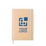 A5-Notizbuch aus Recyclingpapier mit Karton-Cover mit Logo bedrucken Ansicht mit Druckbereich