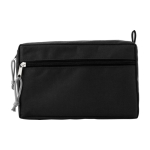 Schminktasche mit doppeltem Reißverschluss aus RPET farbe schwarz erste Ansicht