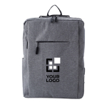 Business-Rucksack Polyester mit USB für Laptops bis 15”” farbe grau Ansicht mit Druckbereich
