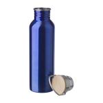 Einwandige Edelstahlflasche mit Griff und Deckel mit Bambus, 700ml farbe blau dritte Ansicht