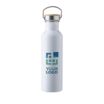 Einwandige Edelstahlflasche mit Griff und Deckel mit Bambus, 700ml Ansicht mit Druckbereich