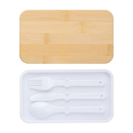 Doppel-Lunchbox mit Innentrenner und Besteck, 800 ml Duo Compact farbe weiß zweite Ansicht