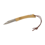Einfaches Klappmesser mit einer Klinge und Bambusgriff mit Logo farbe holzton dritte Ansicht