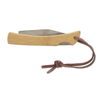 Einfaches Klappmesser mit einer Klinge und Bambusgriff mit Logo farbe holzton fünfte Ansicht