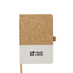 Öko-Notizbuch aus Kork und Baumwolle mit Schlaufe für Stift, ca. A5 farbe weiß Ansicht mit Druckbereich