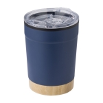 Edelstahlbecher mit Bambusboden und Schnappdeckel, 300 ml farbe marineblau zweite Ansicht