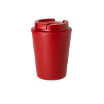 Doppelwandiger To Go Becher aus recyceltem Plastik, 300ml farbe rot erste Ansicht